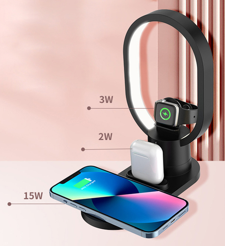 מעמד טעינה 4 ב-1 משולב מנורת לילה Qi Energy LIGHT