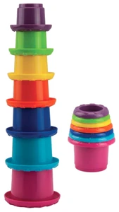 מגדל כוסות צבעוניות עם טקסטורות שונות 7 חלקים