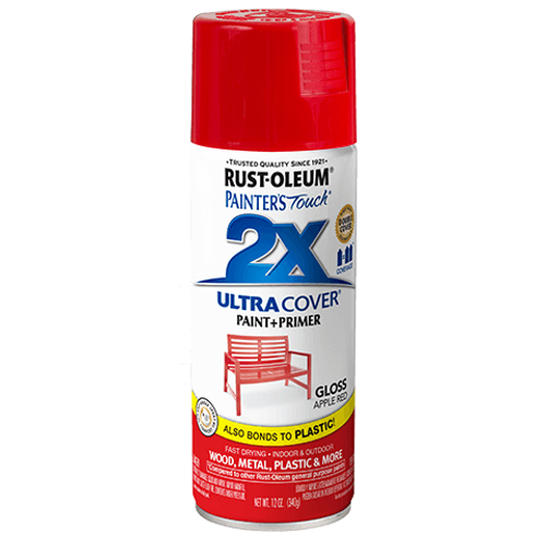 ספריי צבע כולל שכבת יסוד צבע אדום מבריק  -  ULTRA COVER 2X Gloss Apple Red Rust-Oleum