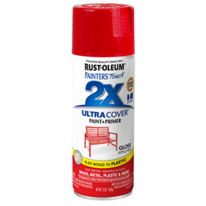 ספריי צבע כולל שכבת יסוד צבע אדום מבריק  -  ULTRA COVER 2X Gloss Apple Red Rust-Oleum