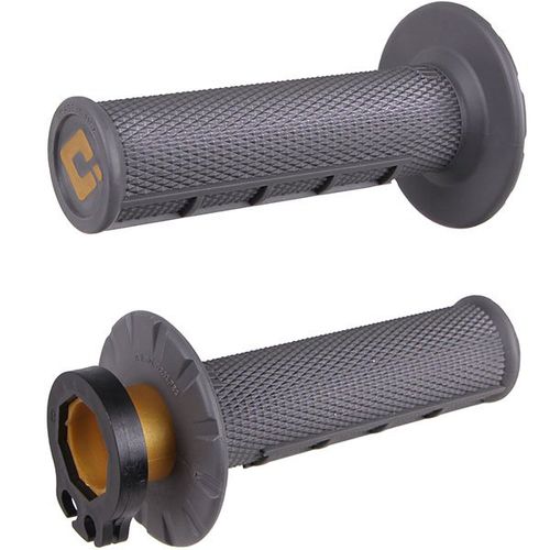 גריפים עם נעילה וידית מצערת אפור - ODI V2 LOCK ON HALF WAFFLE 
