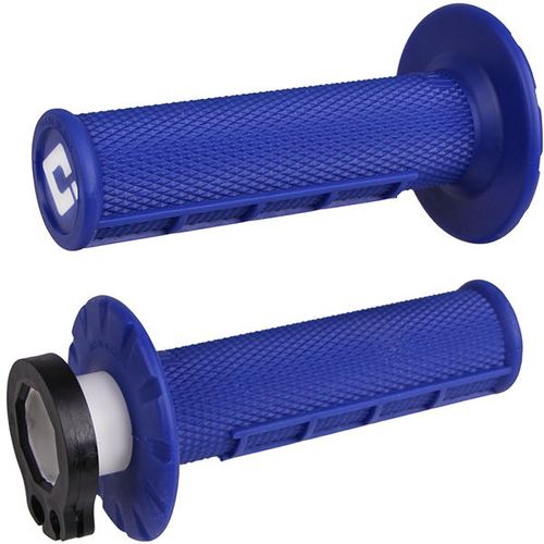 גריפים עם נעילה וידית מצערת כחול- ODI V2 LOCK ON HALF WAFFLE 