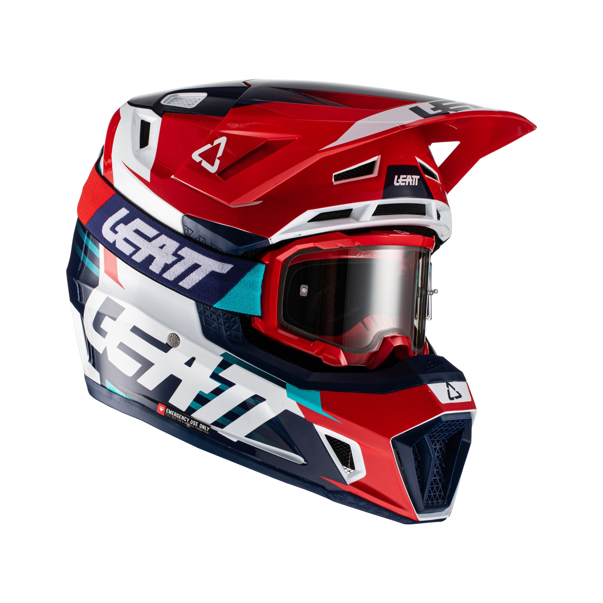 קסדת ליט 7.5 כחול / אדום כולל משקפי אבק - LEATT MOTO 7.5 ROYAL V22