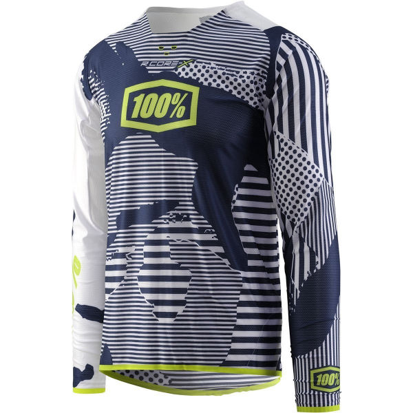 חולצת רכיבה 100% כחול / לבן - R-CORE X DH 100% 