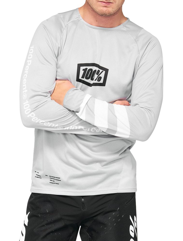 חולצת רכיבה לילדים 100% אפור - R-CORE JERSEY