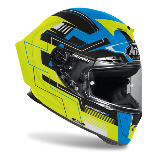 קסדת אירו מלאה כחול / צהוב - AIROH GP550 S CHALLENGE