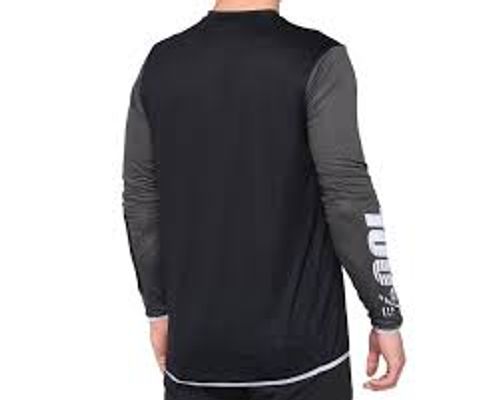 חולצת רכיבה שרוול ארוך  100% שחור / לבן - 100% R-CORE JERSEY 