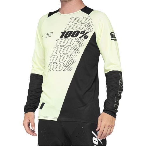 חולצת רכיבה שרוול ארוך  100% צהוב / שחור - 100% R-CORE JERSEY 