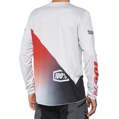 חולצת רכיבה שרוול ארוך 100% אדום / לבן - 100% R-CORE JERSEY 203