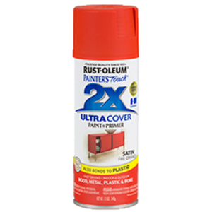ספריי צבע כולל שכבת יסוד צבע כתום משי    -   ULTRA COVER 2X Satin Fire Orange Rust-Oleum