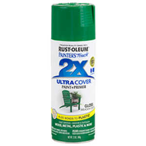 ספריי צבע כולל שכבת יסוד צבע ירוק דשא  -   ULTRA COVER 2X Gloss Meadow Green Rust-Oleum
