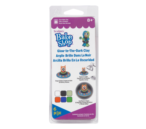 סט 6 חימר פולימרי SCULPEY - זוהר בחושך