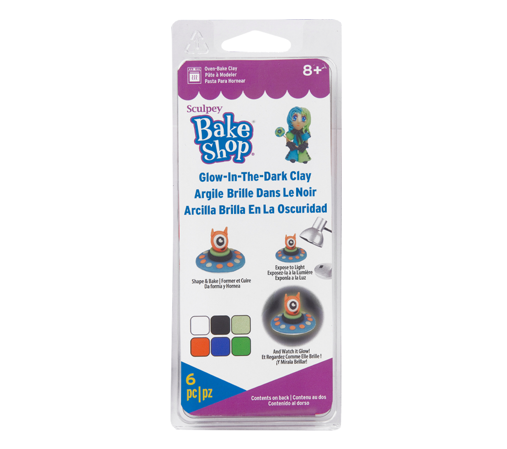 סט 6 חימר פולימרי SCULPEY - זוהר בחושך