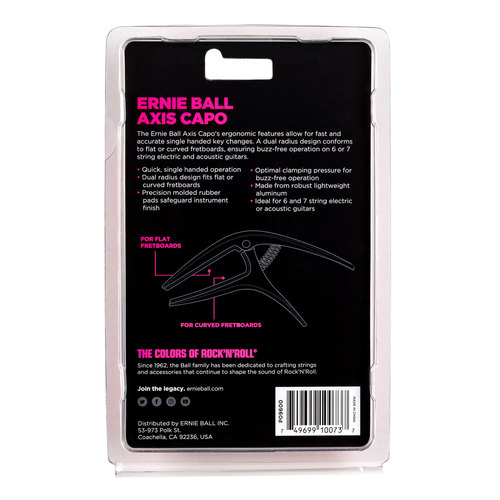 קאפו צבע שחור Ernie Ball Axis Dual Radius Capo Silver