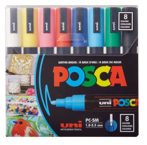 סט 8 טושים אקריליים פוסקה PC-5M