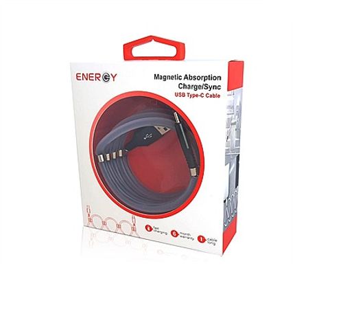כבל סינכרון וטעינה ENERGY Magnetic Absorption Charge/ Sync Type-C to USB Cable