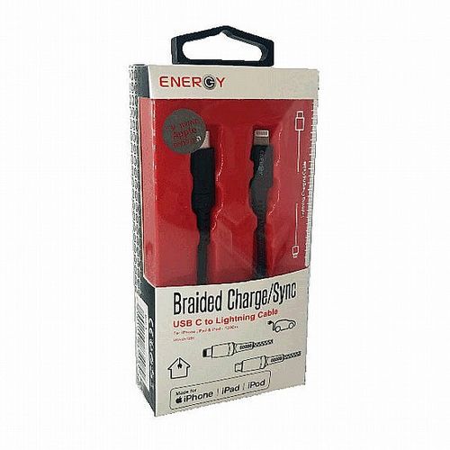כבל סינכרון וטעינה ENERGY Braided Charge/Sync USB C to Lightning Cable