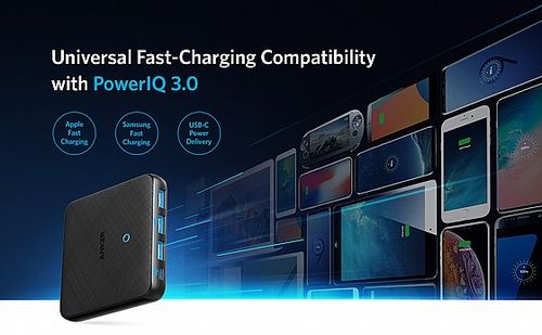 מטען 4 יציאות Anker PowerPort 65WSlim 3USB+USB-C יבואן רשמי