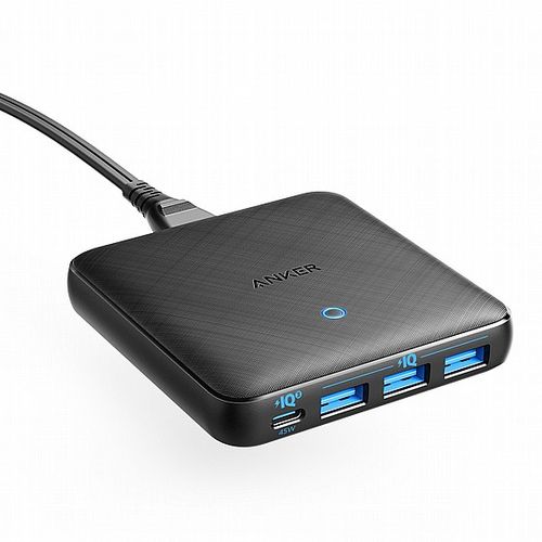 מטען 4 יציאות Anker PowerPort 65WSlim 3USB+USB-C יבואן רשמי
