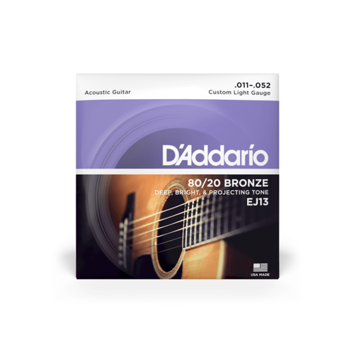 מיתרים לגיטרה אקוסטית דדריו – 11-52 Daddario EJ13 80/20 Bronze