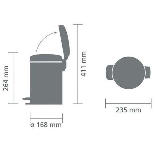 פח אשפה עגול 3 ליטר, צהוב Brabantia