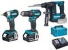 סט מברגות ופטישון BL + סוללות 5A דגם DLX2227 מתוצרת Makita