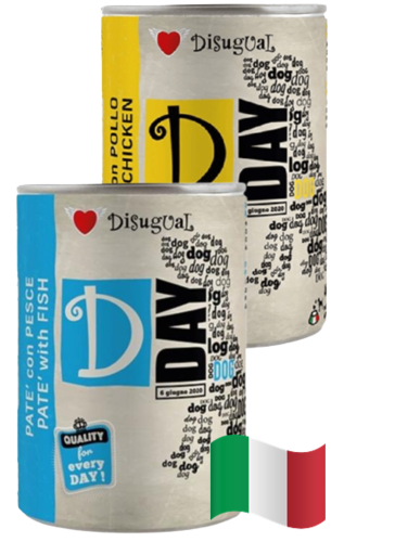 Disugual - שימורי פטה איכותיים לכלב (400 גרם) - טעמים דג ועוף לבחירה