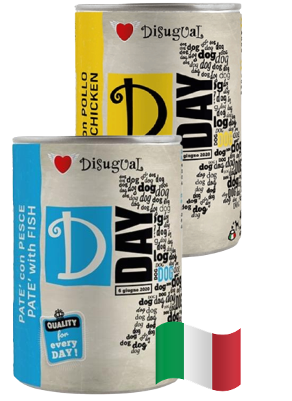 Disugual - שימורי פטה איכותיים לכלב (400 גרם) - טעמים דג ועוף לבחירה