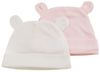 זוג כובעים לתינוק עם אוזניים 100% כותנה - ורוד/קרם