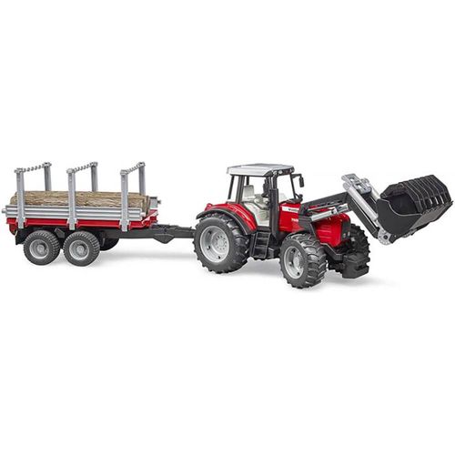 טרקטור מסי פרגוסון וכף ועגלה - BRUDER FERGUSON 02046