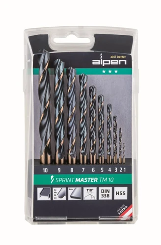 סט 10 מקדחים למתכת ALPEN – TM10 HSS Sprint Master