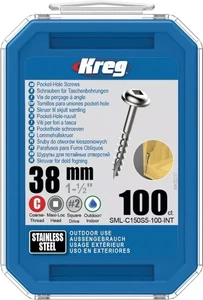 חבילת 100 ברגים 38 מ"מ הברגה עדינה KREG