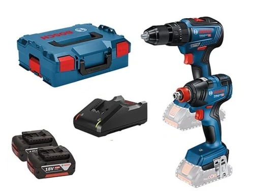 סט נטען 18V מברגה/מקדחה רוטטת + מברגת אימפקט רוטטת + 2 סוללות BOSCH GSB18V-50 2Ah