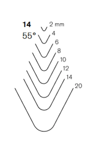 מפסלת ישרה בצורת V - זווית מעוגלת- דגם  Pfeil 14/10