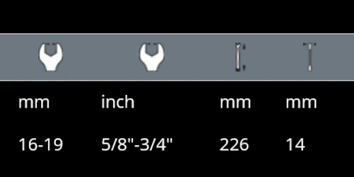 מפתח שבדי סדרה 6002, 16-19 מ
