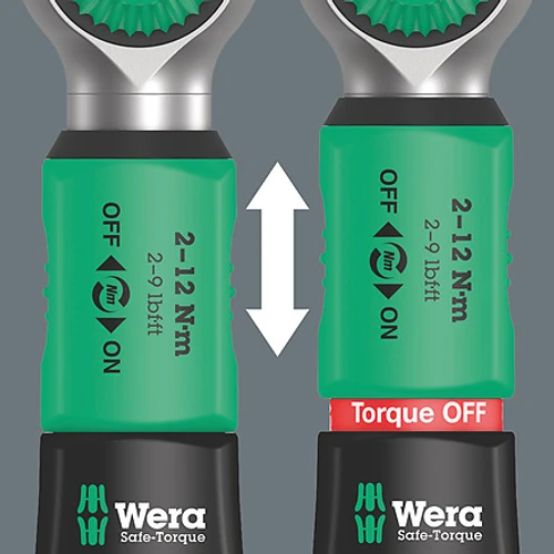 מפתח מומנט Safe Torque דרייב 1/4, 2-12 NM - עצירה בטוחה במומנט הנדרש דגם Wera 05075830001