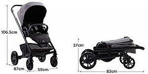 עגלה משולבת כולל אמבטיה+ טיולון+ סלקל דגם Chrome-Shale- שחור