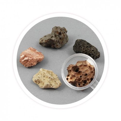 ערכת מיני הר געש מתפרץ וחפירת 5 סוגי סלעים געשיים