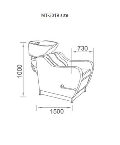 כיור חפיפה מקצועי כולל רגלית מתכוונת BH-P32987 עם קערה גדולה