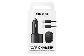 מטען לרכב Samsung הכולל חיבורי USB-A + USB-C הספק עד כ- 45W + 15W כולל כבל