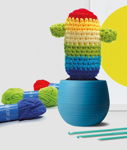 עציץ צבעי הקשת לסריגה עצמית Crochet Cacti Rainbow
