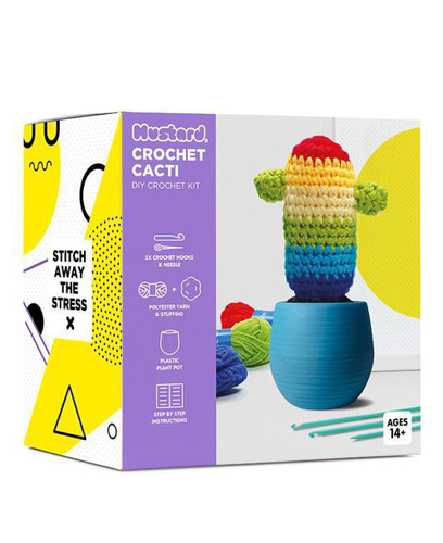 עציץ צבעי הקשת לסריגה עצמית Crochet Cacti Rainbow