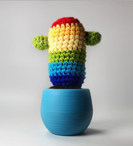 עציץ צבעי הקשת לסריגה עצמית Crochet Cacti Rainbow