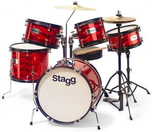 מערכת תופים ( לילדים ) בס 16″ חמישה חלקים אדום Stagg TIM JR 