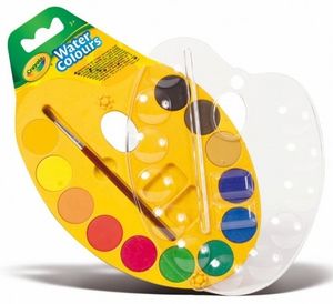 פלטת ציור 12 צבעי מים נשטפים בקלות עם מכסה ומכחול