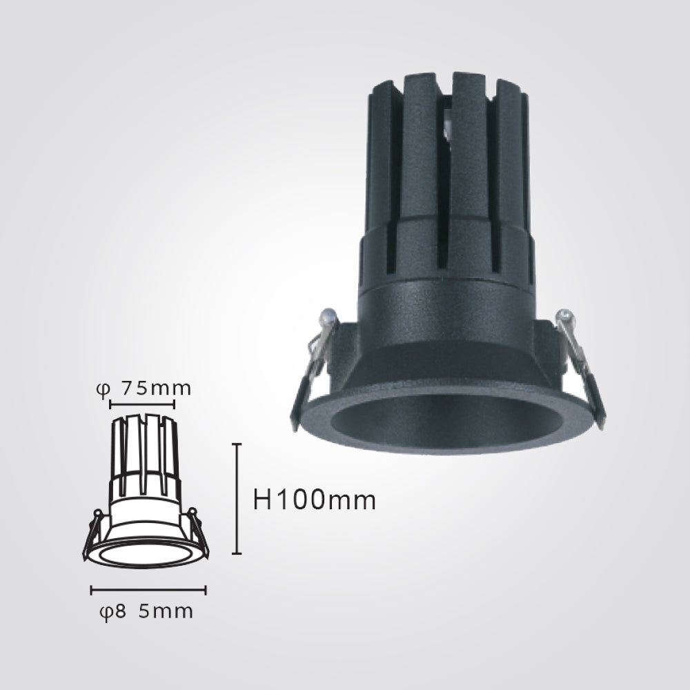 שקוע לאנו לד אור חם 10W 3000K שחור 