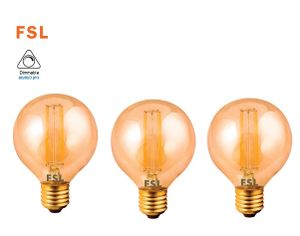 3 יחידות נורות אווירה גלוב פילמנט אמבר FSL E27 G80