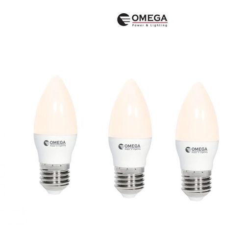 3 יחידות נורות לד נר OMEGA E27 7W  אור חם