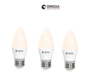 3 יחידות נורות לד נר OMEGA E27 7W אור חם