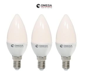3 יחידות נורות לד נר OMEGA E14 7W אור חם